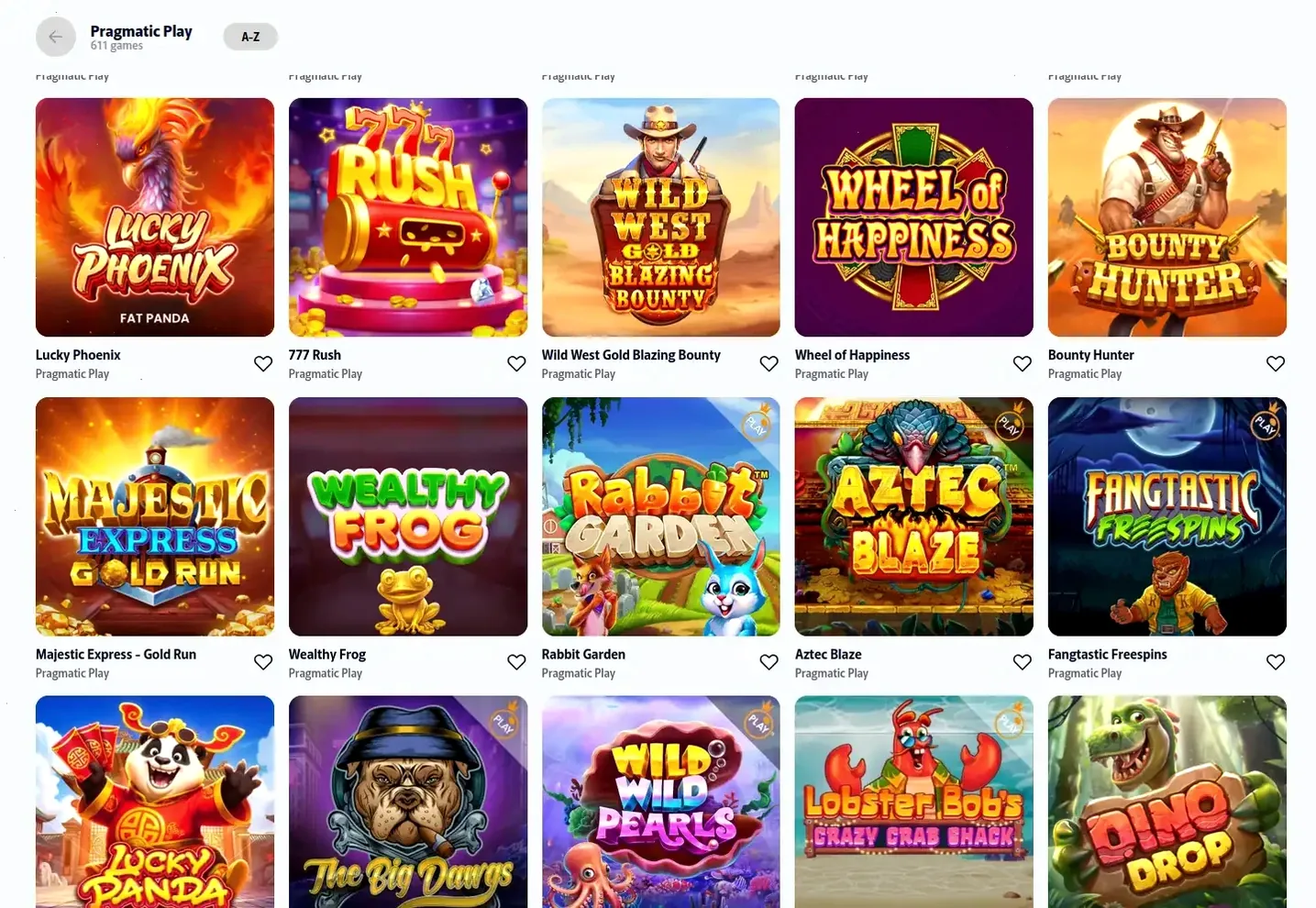 Stonevegas Spielauswahl